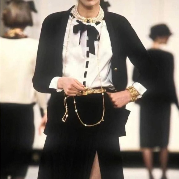 CHANEL Tops - 1983 Chanel Silk Back Button Down Blouse